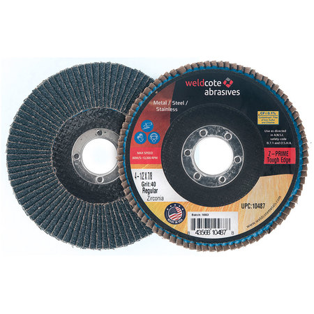 WELDCOTE Flap Disc 4-1/2 X 7/8 Z-Prime Tough Edge 80G 10484